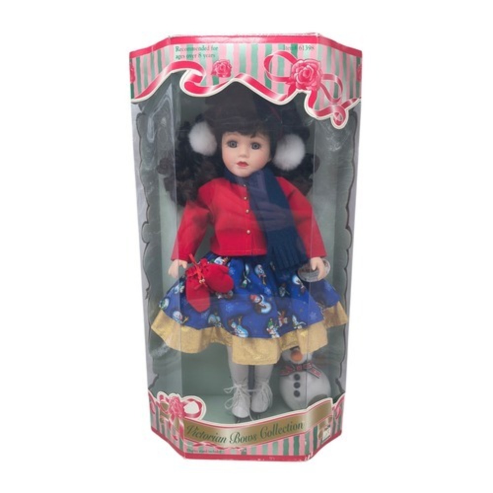 1997 Brass Key Victorian Bows Melissa Jane 16" Porcelain Doll w/ Ice Skates
